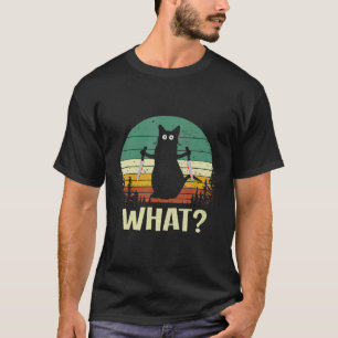 猫what黒猫レトロヴィンテージ猫ナイフ tシャツ
