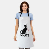猫what_キャットホールディングナイフキャットおもしろいハロウィンCo エプロン (着用した状態)