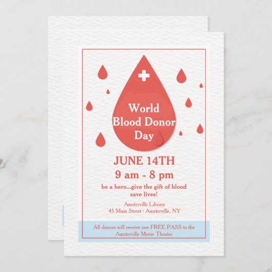 献血の発表 案内状 (正面/裏面)