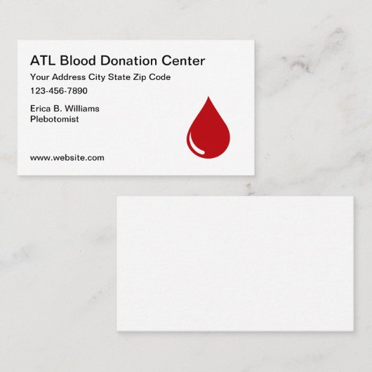 献血センターPhlebotomist名刺 名刺 (正面/裏面)