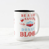 献血月は救命剤である献血 ツートーンマグカップ (正面右)