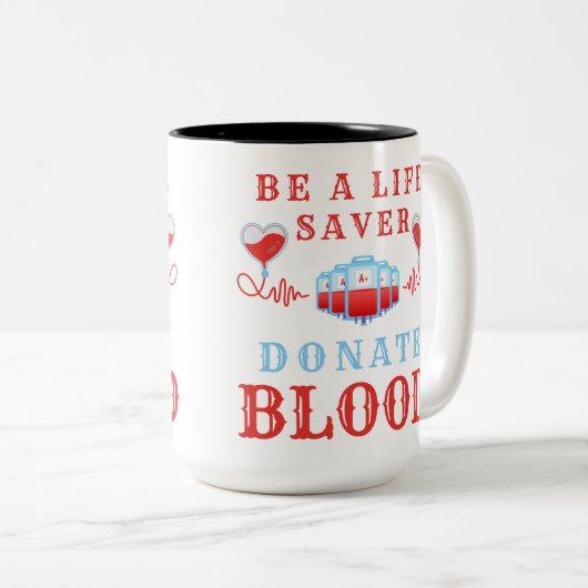 献血月は救命剤である献血 ツートーンマグカップ (正面右)