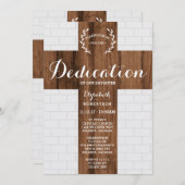 献身招待状、クロス、バプテスマ、《キリスト教》洗礼式や命名式 招待状 (正面/裏面)