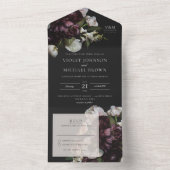 献身的な暗いフローラすべてを1つの結婚式の招待 オールインワン招待状 (内側)