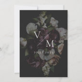 献身的な暗いフローラ結婚式招待状 招待状 (裏面)