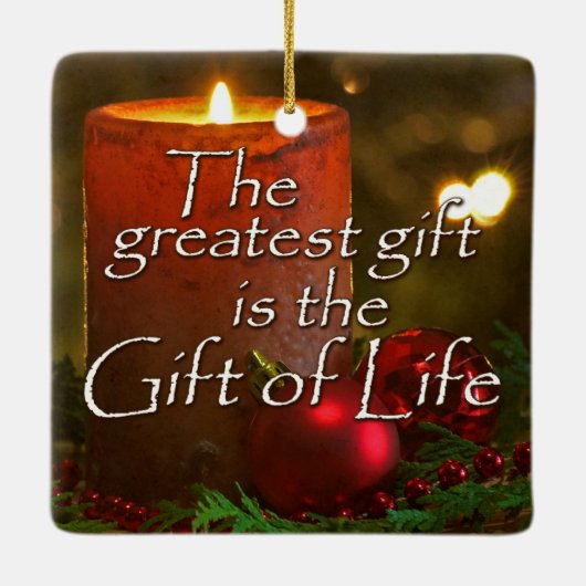 献金クリスマス移植を祝うためにロウソクに火を付ける セラミックオーナメント (裏面)