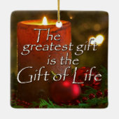 献金クリスマス移植を祝うためにロウソクに火を付ける セラミックオーナメント (裏面)