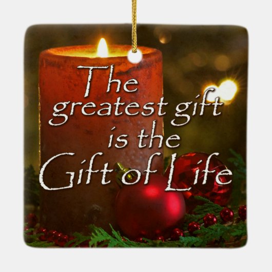 献金クリスマス移植を祝うためにロウソクに火を付ける セラミックオーナメント (裏面)