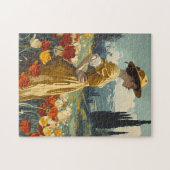 猶予開花:ヴィンテージチューリップ美しい ジグソーパズル (横)