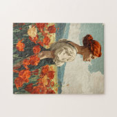 猶予開花:ヴィンテージチューリップ美しい ジグソーパズル (横)