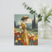 猶予開花:ヴィンテージチューリップ美しい ポストカード (スタンド正面)