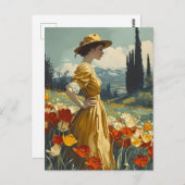 猶予開花:ヴィンテージチューリップ美しい ポストカード (正面/裏面)