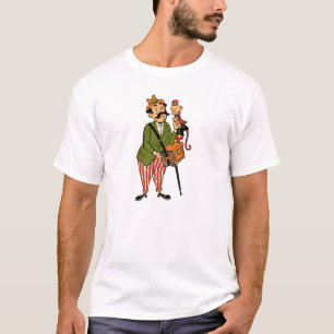 猿およびアコーディオンを持つハーディ・ガーディの人 Tシャツ