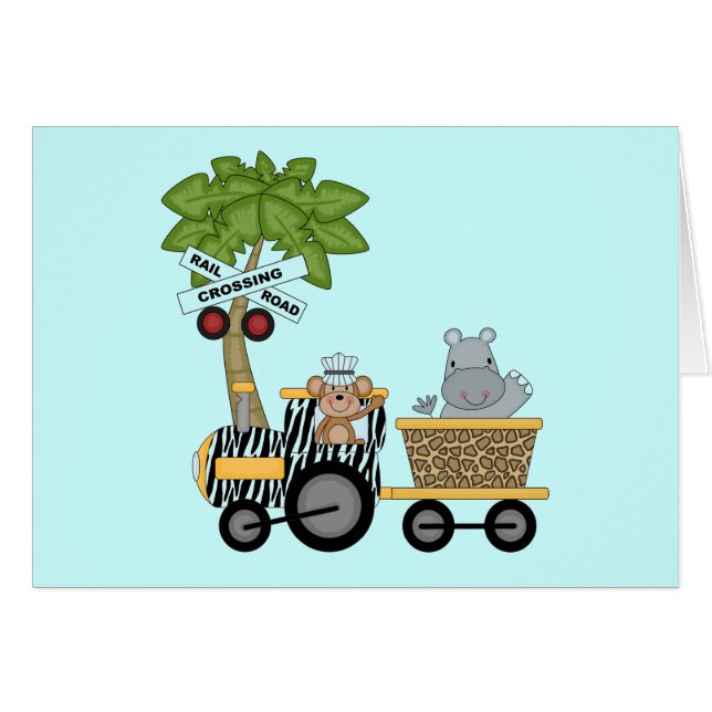 猿およびカバの列車のTシャツおよびギフト (正面横)