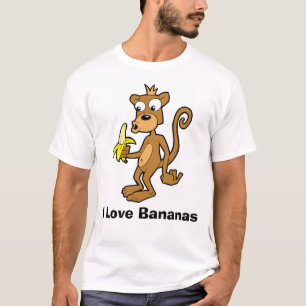猿およびバナナ、私はバナナを愛します Tシャツ