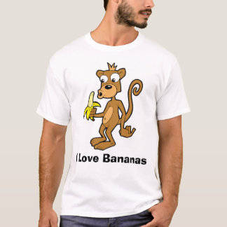 猿およびバナナ、私はバナナを愛します Tシャツ