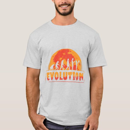 猿からゾンビへの面白い進化 Tシャツ (正面)