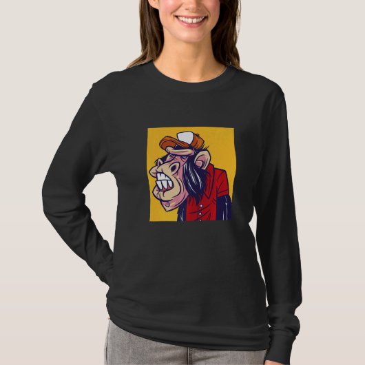 猿がグリマスカカッコいいルを切る Tシャツ (正面)