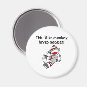 猿がサッカーを愛する靴下 マグネット (正面/裏面)