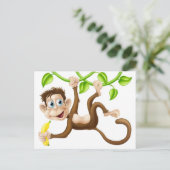 猿がバナナと一緒に揺れる ポストカード (スタンド正面)