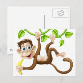 猿がバナナと一緒に揺れる ポストカード (正面/裏面)