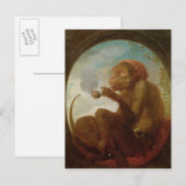 猿がパイプを吸っている看板 ポストカード (正面/裏面)