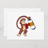 猿がボクシングでパンチングバッグを叩く ポストカード (正面/裏面)