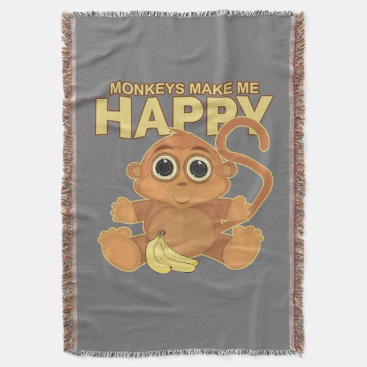猿が私を幸せにする スローブランケット (正面縦)