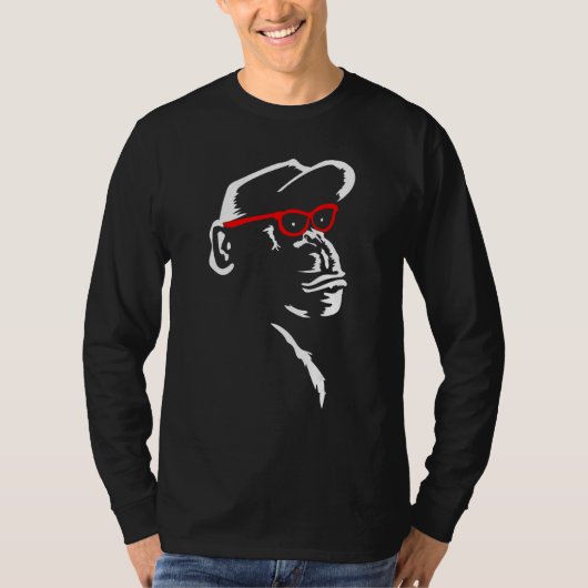 猿と赤い眼鏡おもしろい動物愛好家クール Tシャツ (正面)