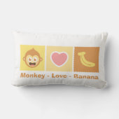 猿のかわいい漫画-愛-バナナ ランバークッション (裏面)