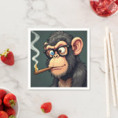 猿のイラストレーションの漫画おもしろい喫煙 スタンダードカクテルナプキン (インサイチュ)