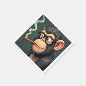 猿のイラストレーションの漫画おもしろい喫煙 スタンダードカクテルナプキン (角)