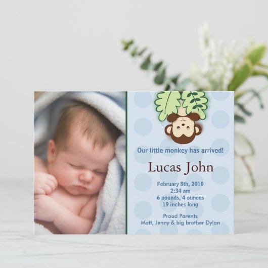 猿のカスタムな写真の誕生の発表 案内状 (スタンド正面)