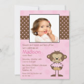 猿のカップケーキの写真の誕生日の招待状 招待状 (正面)