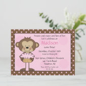 猿のカップケーキの誕生日の招待状 招待状 (スタンド正面)