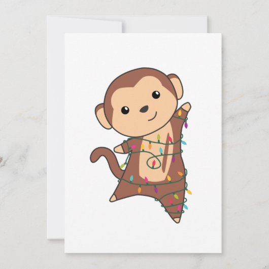 猿のクリスマス スノー ウィンター 動物 サル シーズンカード (正面)