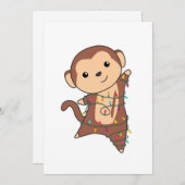 猿のクリスマス スノー ウィンター 動物 サル シーズンカード (正面/裏面)