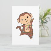 猿のクリスマス スノー ウィンター 動物 サル シーズンカード (スタンド正面)