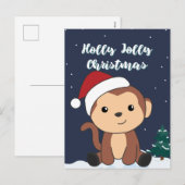 猿のクリスマス スノー ウィンター 動物 猿のホリデ シーズンポストカード (正面/裏面)
