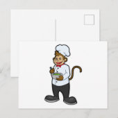 猿のコック、ボウルと共に ポストカード (正面/裏面)