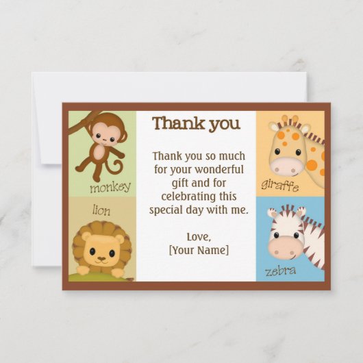 猿のジャングルのベビーシャワーは男の子MJS #150感謝していしています サンキューカード (正面)