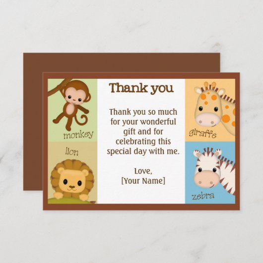 猿のジャングルのベビーシャワーは男の子MJS #150感謝していしています サンキューカード (正面/裏面)