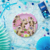 猿のスランバー・パーティーの誕生日の紙皿 ペーパープレート (パーティー)