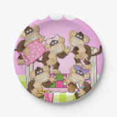 猿のスランバー・パーティーの誕生日の紙皿 ペーパープレート (正面)