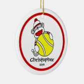 猿のテニスの男の子" sのクリスマスのオーナメント強打して下さい セラミックオーナメント (右)