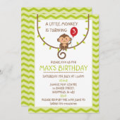 猿のテーマの誕生日のパーティの招待状 招待状 (正面/裏面)