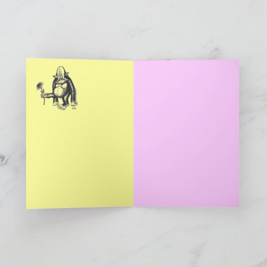 猿のハッピーバースデーのカード設計 カード (内部)