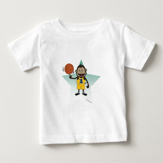 猿のバスケットボールの乳児のワイシャツ ベビーTシャツ (正面)