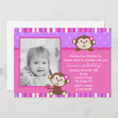 猿のバースデーパーティ招待状 招待状 (正面/裏面)