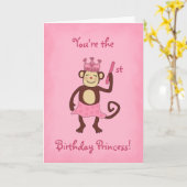 猿のプリンセスの第1誕生日 カード (黄色い花)